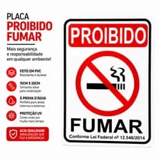 Placa Proibido Fumar Sinalização Condomínio Empresa Galpão Comércio 15cmx20cm