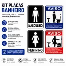 Placa Banheiro Masculino Feminino Regras Sinalização 20cmx15cm