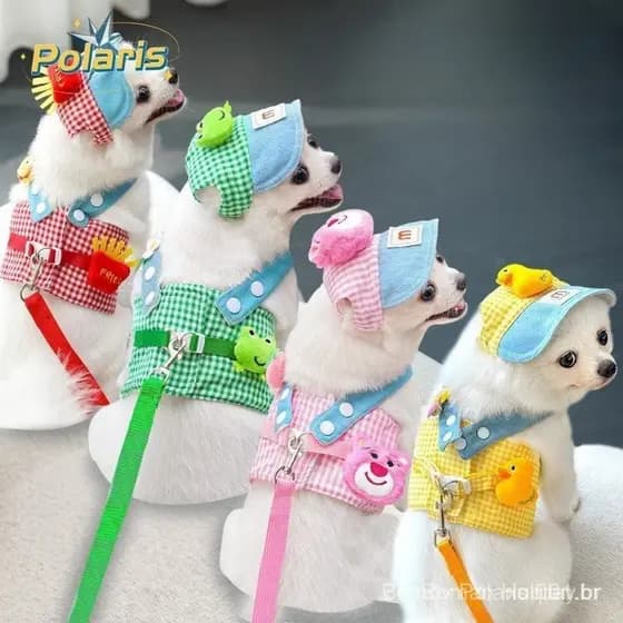 Coleira Peitoral Para Cachorro Arreios Para Animais de Estimação Conjunto de chapéus
