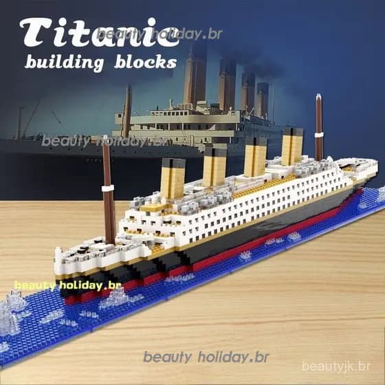 1878 Peças Titanic Brinquedo de Blocos de Construção Navio de cruzeiro gigante com blocos de montar de luz modelo Brinqu