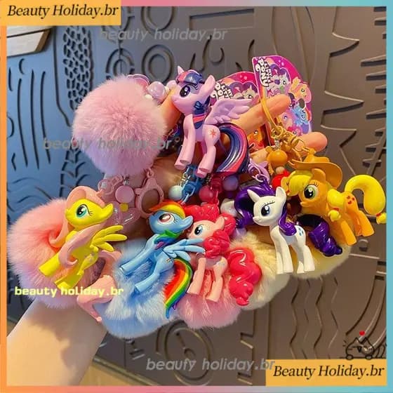Autêntico Pony Baoli Peludo Bonito Chaveiro Boneca Pingente Presente Estoque Pronto