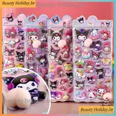 1-4 Folhas 3D Kawaii Melodia Kuromi Adesivos De Bunda , Alívio Do Estresse Inchado Adesivo Mole Para DIY Scrapbook Guita
