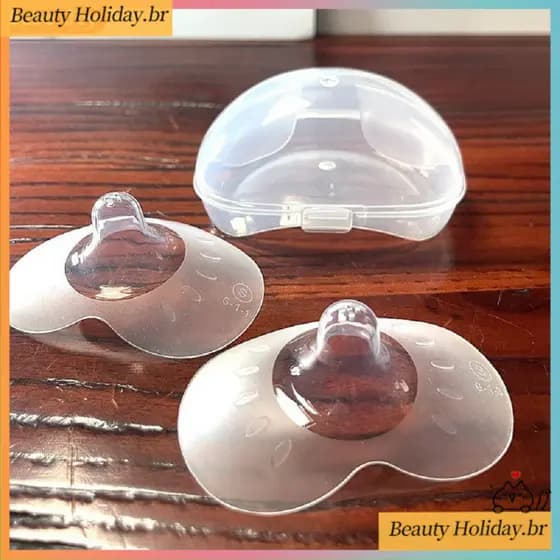 2 Peças Protetor De Mamilo Bico Silicone Seio Para Amamentação Reutilizável Peito Par + Estojo