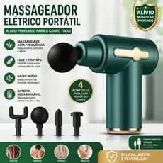 Massageador Elétrico Portátil Recarregável 4 Ponteiras Para Costas Pernas Ombros