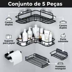 Suporte Prateleira Porta Shampoo Organizador De Canto Com Adesivo