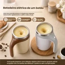 Copo Elétrico Misturador Café Leite 350ml Portátil Com Tampa