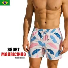 Short Masculino Mauricinho Floral Secagem Rápida Praia Verão Tecido Premium