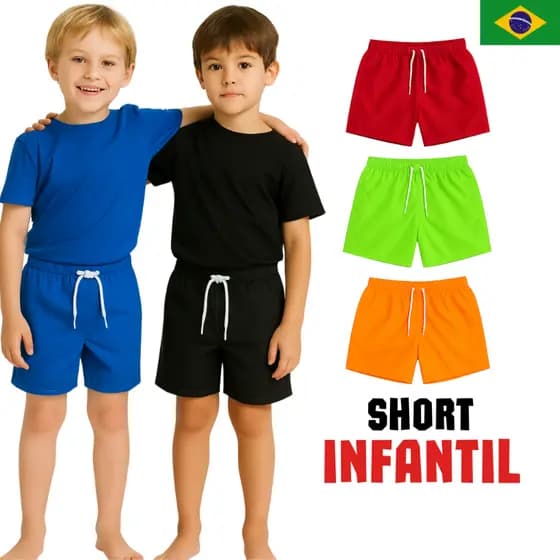 Kit 3 Short Tactel Premium Infantil