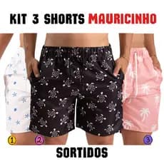 Kit 3 Bermudas Masculia Mauricinho Praia Mar Piscina Futebol Academia Tecido Premium