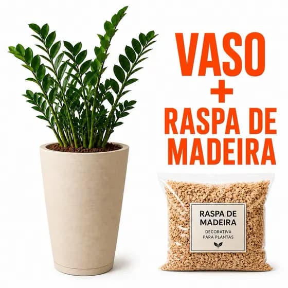 Vaso para Plantas Grande Decorativo 39cm com Prato Coletor Textura Grafiada para Sala Jardim Varanda