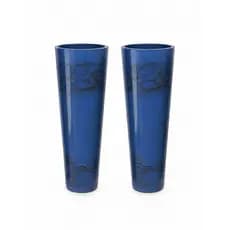 Kit 2 Vasos Grandes Altos 71cm para Plantas Decorativos de Chão Luxo Marmorizado Sala Hall Jardim com Prato Coletor