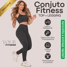 Conjunto Academia Feminino Top Alcinha e Legging Cintura Alta Moda Fitness Modeladora Suplex Treino