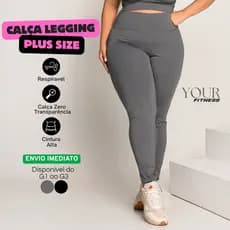 Calça Legging Feminina Plus Size Cintura Alta Zero Transaparência Confortável Suplex Do G1 ao G3