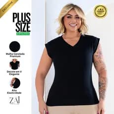 Blusa T-shirt Femininia Plus Size Ribana Canelada Premium Leve Casual Dia a Dia Premium Do G1 ao G3