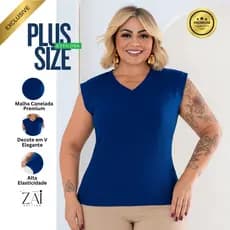 Blusa Plus Size Canelada Premium Básia Leve Confortável Fresquinha Casual Dia a Dia Versátil