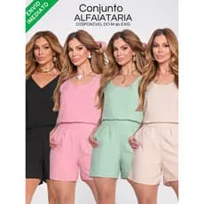 Kit Conjunto Alfaiataria Feminino Short e Blusa Casual Chic Moderno Elegante Premium Tendência Luxo