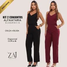 Kit 2 Conjuntos Alfaiataria Feminino Calça e Blusa Elegante Premium Confortável Chic Moderno