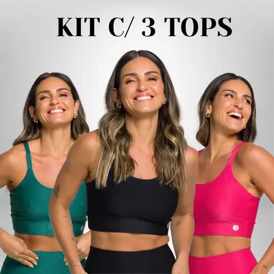 Kit 3 Top Antonella Alcinha Fina Sem Bojo Toper Moda Fitness Feminina Academia