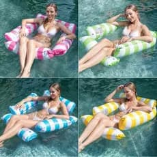 Boia Rede Piscina Cama Flutuante Deitado Inflável 4 Lados