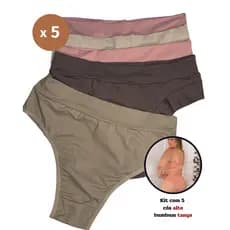 Kit compra 4 leva 5 - Calcinha conforto cós médio TANGA - TODO DIA - Cores neutras (claras)