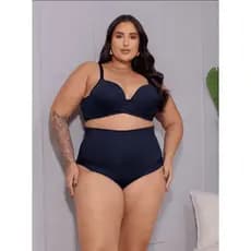 Calcinha conforto cós super alto semi fio duplo Preta