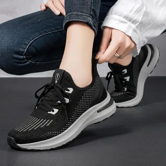 Tênis Feminino Esportivo Knit Respirável Macio Para Academia Caminhada E Uso Diário Calce Rápido