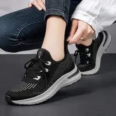 Tênis Feminino Esportivo Knit Respirável Macio Para Academia Caminhada E Uso Diário Calce Rápido