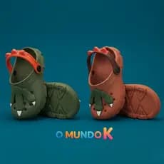 Sandália Babuche Infantil Masculina Pata Dinossauro Kidstep
