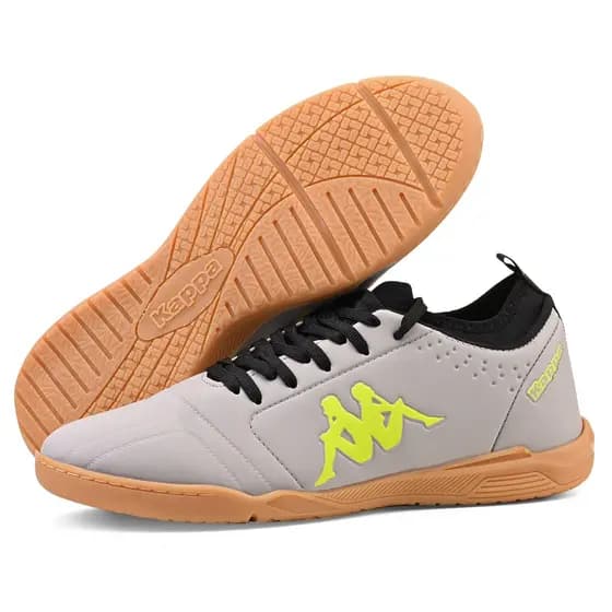 Chuteira Kappa Milan II Masculina Original Futsal Prata Preto Confortável