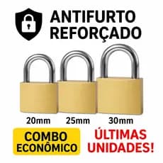 Kit 3 Cadeados Reforçado 20mm/25mm/30mm