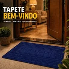 Tapete Capacho Bem-Vindo Antiderrapante Azul