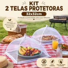 Kit 2 Telas Protetoras de Alimentos 32cm Anti Moscas Dobrável