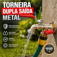 Torneira Esfera 1/2 Dupla Saída Metal Resistente Wj-691