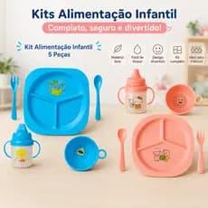 Kit Refeição Infantil 5 ou 4 Peças Completo para Bebê