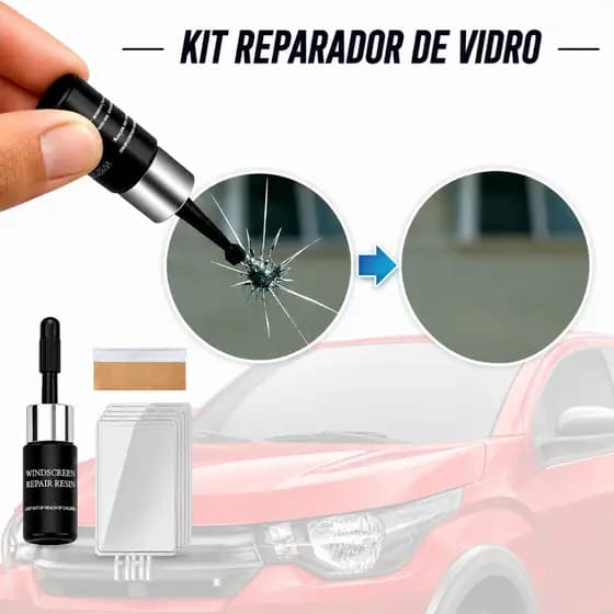 Kit Completo Reparador de Vidro Cola Vidro trincado Automotivo Para-brisa Trincado Rachadura Conserta Fácil Aplicação