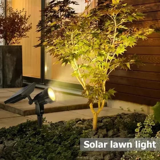 Kit 2 Luminária Solar para Jardim 5w Verde/Branco Quente/Branco Frio Espeto Spot LED a Prova D'agua/led