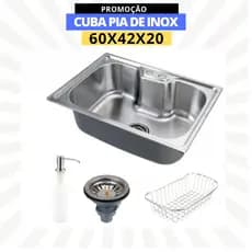 Cuba 60x42x20 para pia Cozinha Gourmet Luxo com Acessórios de brinde Aço Inox 304