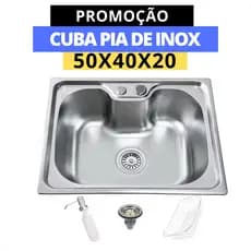 Cuba 50x40x20 para pia Cozinha Gourmet Luxo com acessórios Aço Inox 304