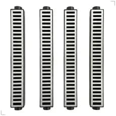 4 Ralos Lineares de 10x50cm Grelha + coletor em Plástico ABS para Garagem, corredor e Piscina - 2026