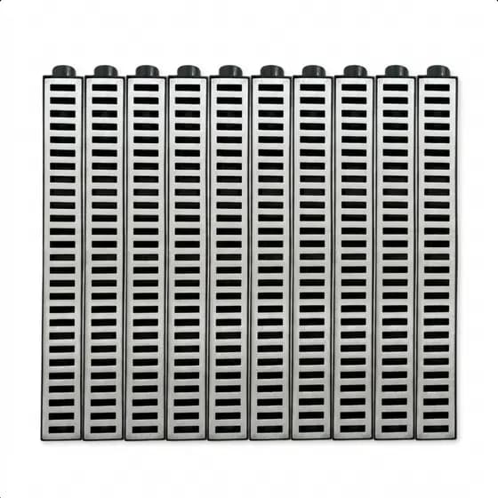 10 Unidades Ralo Linear Sifonado Grelha + coletor Plástico ABS 8x50cm para corredores e piscinas