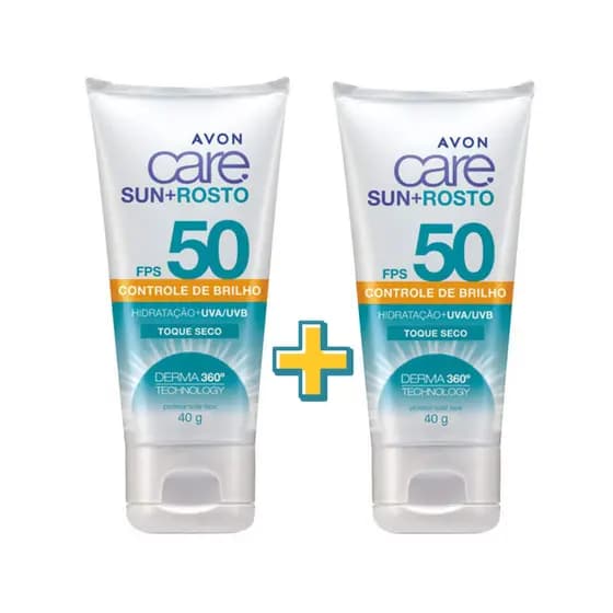 Kit Protetor Solar Facial Toque Seco Controle de Brilho FPS 50 Avon Care Sun 40g Rosto (2 Unidades)
