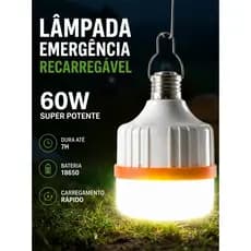 Lâmpada LED Recarregável 60W Emergência Bivolt Inteligente COD XK-Y3860