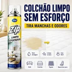 Limpa Colchão Zip Clean Spray Espuma Seca Remove Mancha Odor Higienizador Fácil Uso Limpeza Estofado