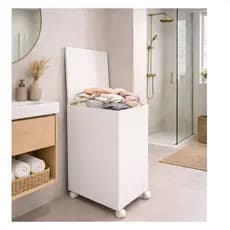 Baú Roupeiro Organizador Cesto Roupa Suja Escritorio Brinquedos MDF Branco Preto