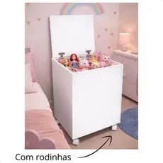 Baú Guarda Brinquedos Porta Objetos Para Crianças Organizador Mdf Branco Preto