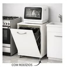 Cesto De Roupas e Lixo Aramado Basculante Preto  Branco