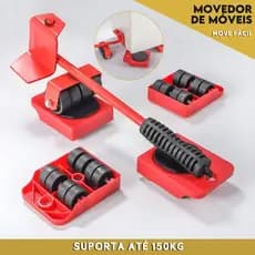 Kit Movedor de Móveis Com Rodas 150kg Movimente Tudo Sem Esforço Alavanca + Base Giratória - SHEFA
