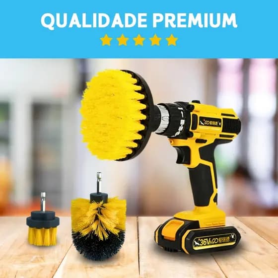 Kit 3 Escovas De Limpeza Profissionais Para Parafusadeira Furadeira - SHEFA