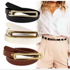 Kit 1/3/4pcs Cintos Feminino Para Vestido Short Calça Alfaitaria Fivela Alongada Dourado--#1#