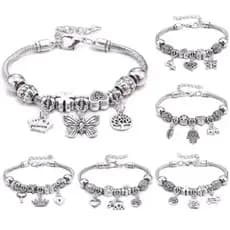 Kit 1- 3 Pulseira 】kit com 1ou 3 pc Pulseira Berloques Prata Estilo Feminina Presente moda/Modelo aleatório